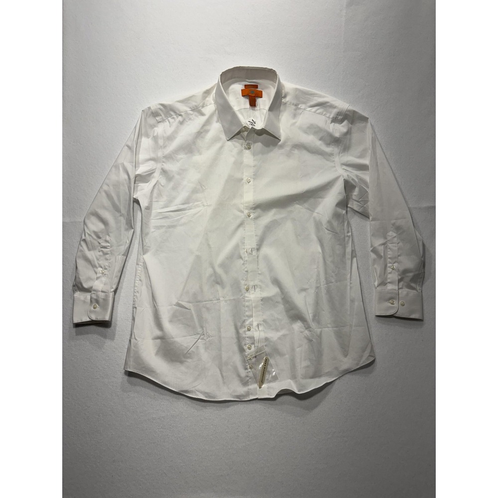 Egara Dress Shirt Mens 18 32/33 White Stretch Extra Slim Fit Long Sleeve